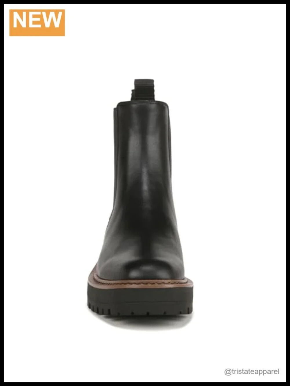 Waterproof Chelsea Ankle Boot Lug Sole Slip-On Round Toe Block Heel